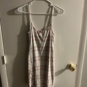 Ardene Pink and White Plaid Chemise with Spaghetti Straps